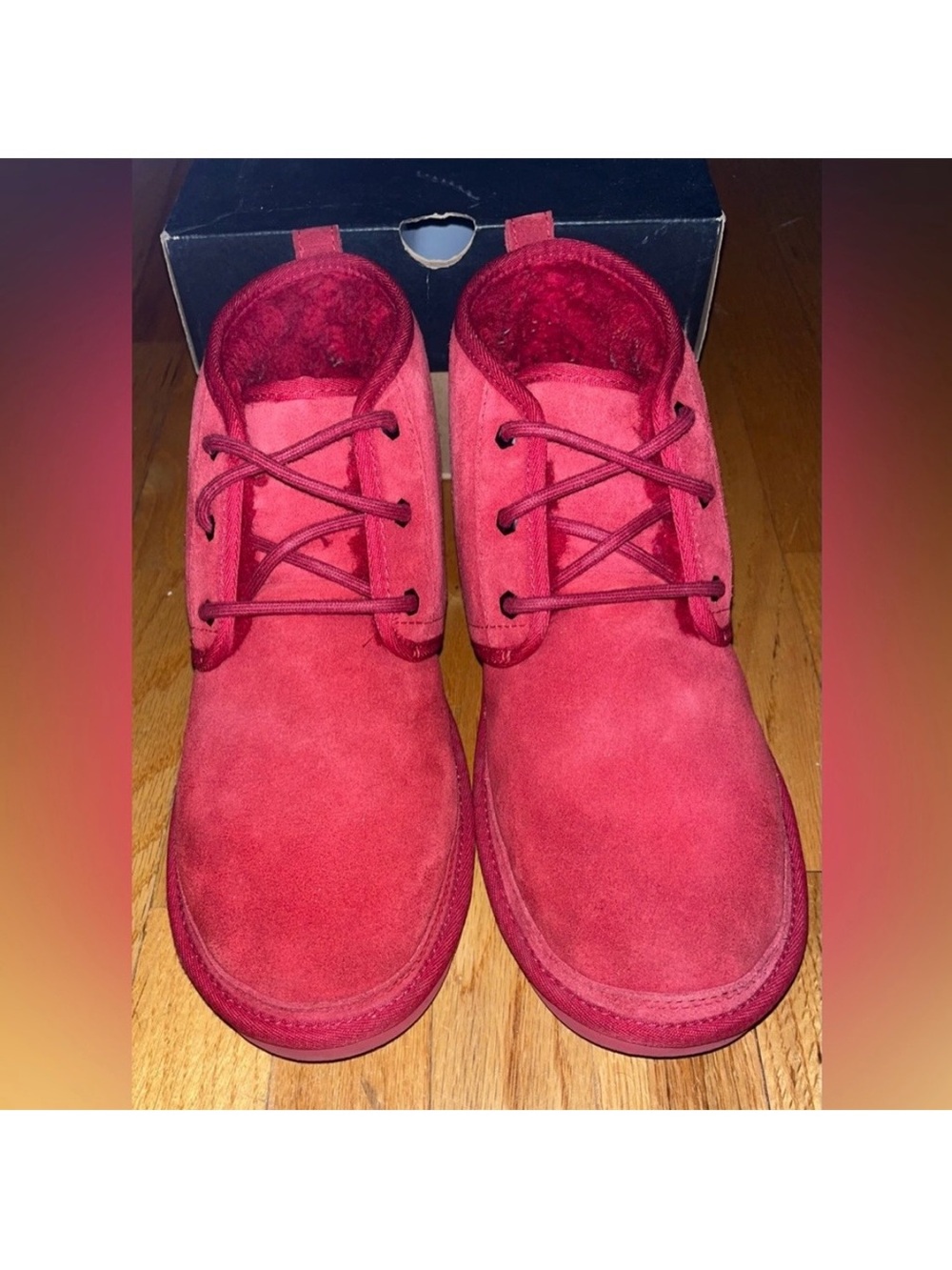 Men’s UGG Neumel Red Lace Up Suede Chukka Boots Size 11 - Picture 2 of 10